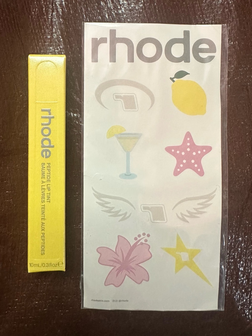 RHODE Limited Edition Summer Lemontini Lip Peptide and free temporary tattoos